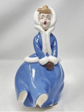 Vintage 1977 Atlantic Mold Hand-Painted Ceramic Christmas Caroler Girl